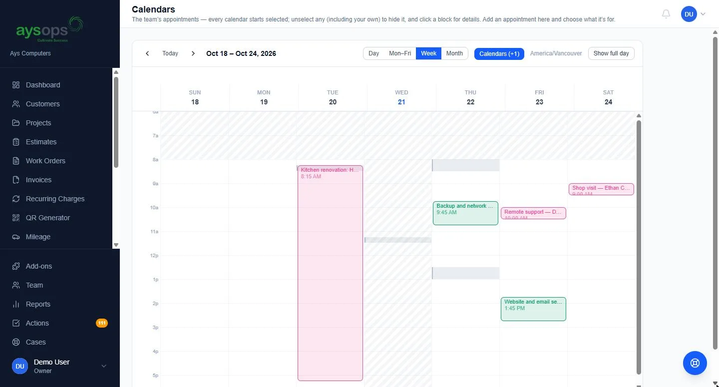 The team calendar, with colleagues’ busy times shown as grey bands