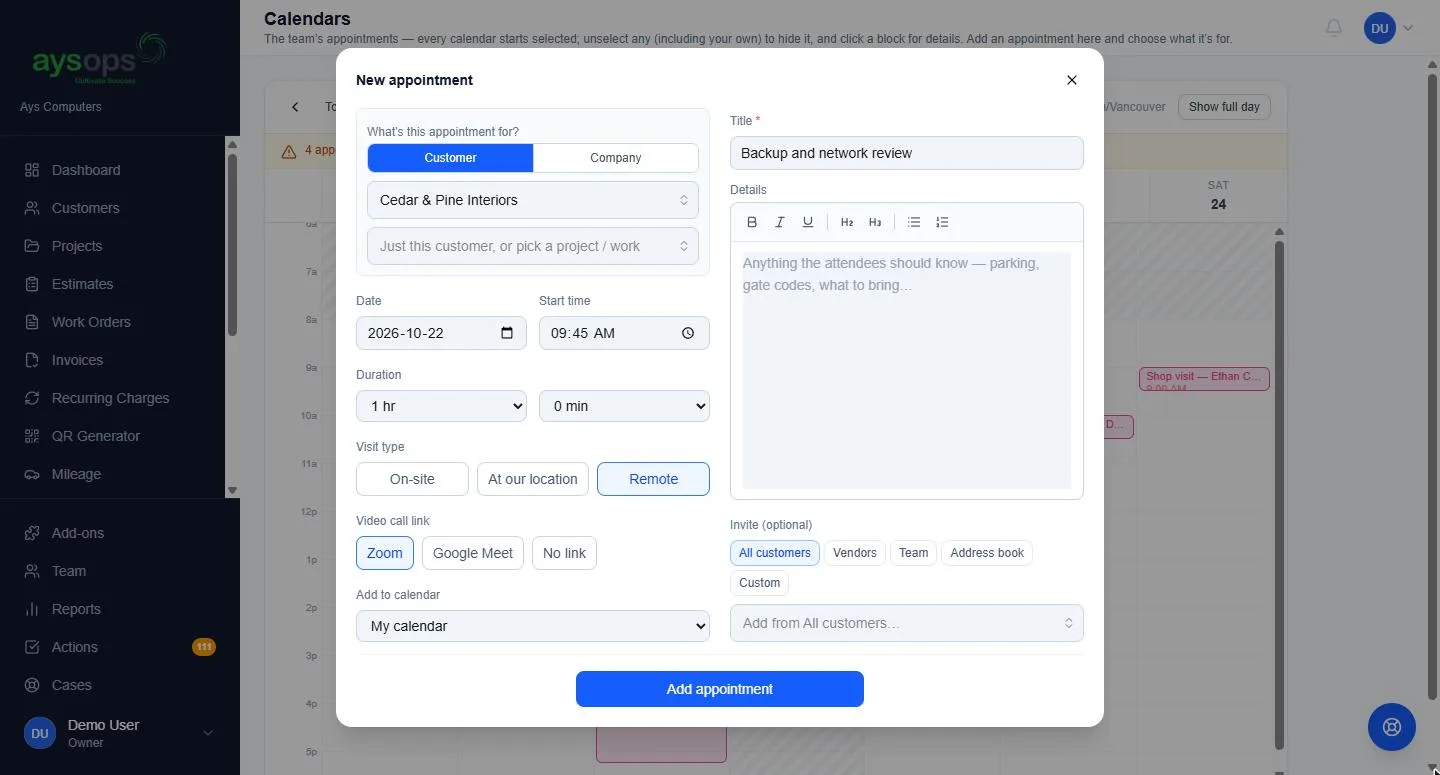Choose Zoom when you book a remote appointment